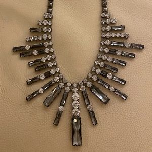 Dark Silver Vintage Rhinestone Statement Necklace